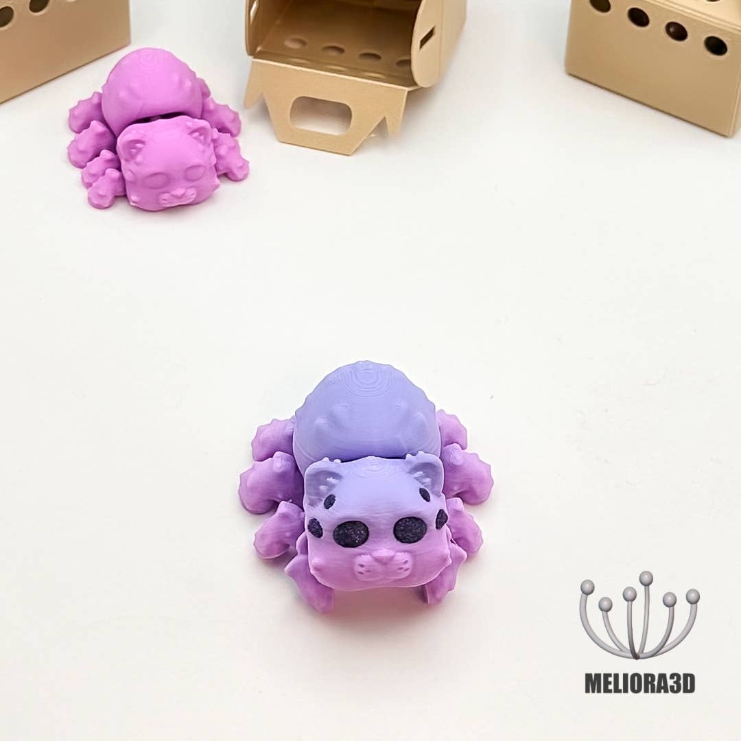 Tiny Baby Spooder Cat, Articulating Fidget, 3D Printed - Handcrafted Artisanal Marketplace LLC
