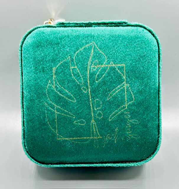 Small Travel Jewelry Box - Green Velvet