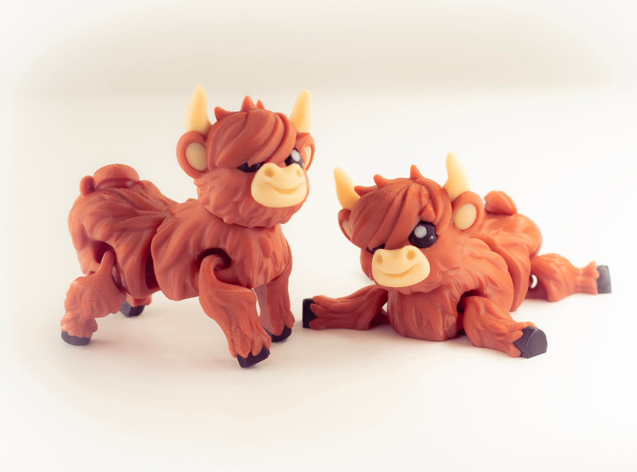 Highland Cow 3D Printed Articulated Fidget Toy - Handcrafted Artisanal Marketplace LLC