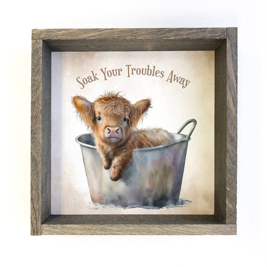 Highland Cow Soak - Bathroom Art - Cute Baby Animals - - Handcrafted Artisanal Marketplace LLC