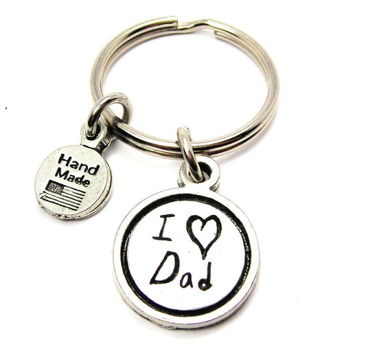 I Love Dad Child Handwriting Key Chain - Handcrafted Artisanal Marketplace LLC