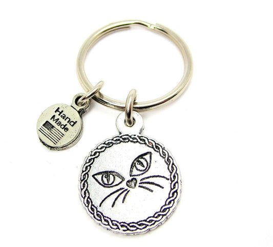 Kitty Face Circle Key Chain - Handcrafted Artisanal Marketplace LLC