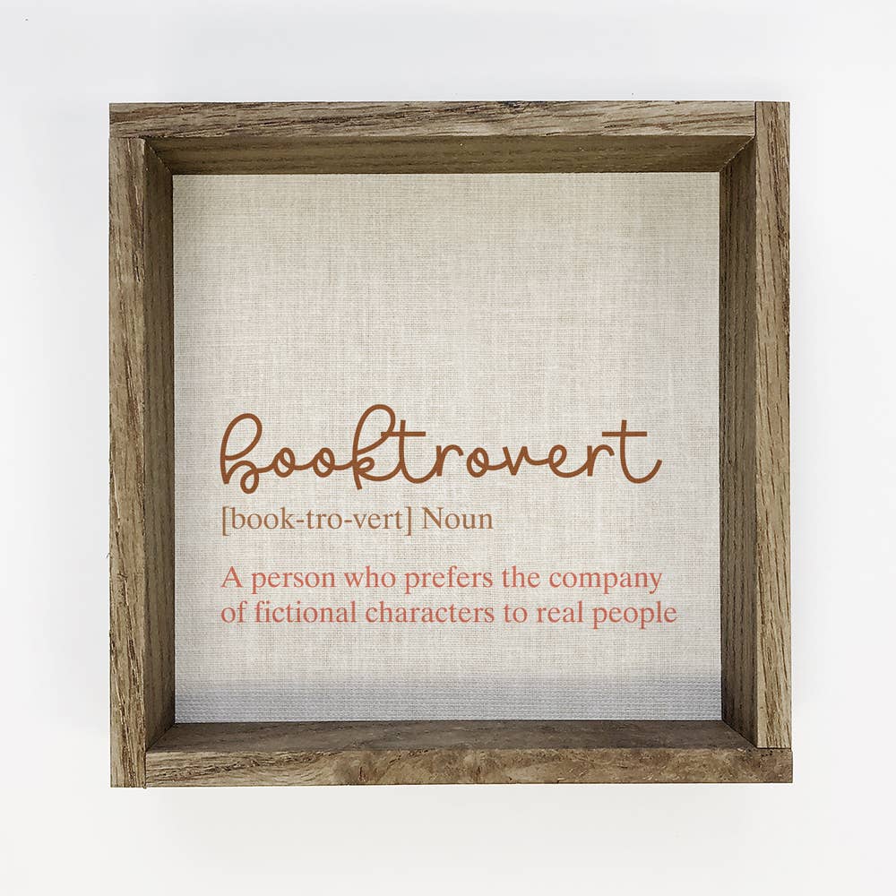 Booktrovert Definition - Funny Book Word Sign - Wood Framed - Handcrafted Artisanal Marketplace LLC