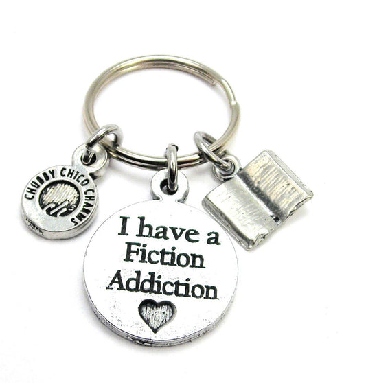 I have a fiction Addiction KeyChain  book store book lover - Handcrafted Artisanal Marketplace LLC