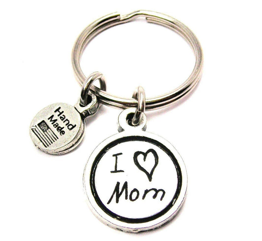 I Love Mom Child Handwriting Key Chain - Handcrafted Artisanal Marketplace LLC